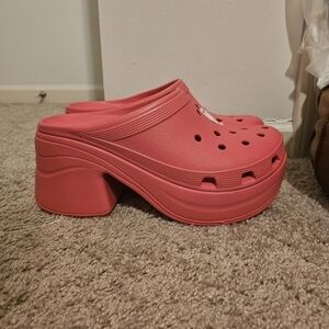 Crocs SIREN CLOG High-heeled Platform Stylish Barbie Hyper Pink Women's Size 11